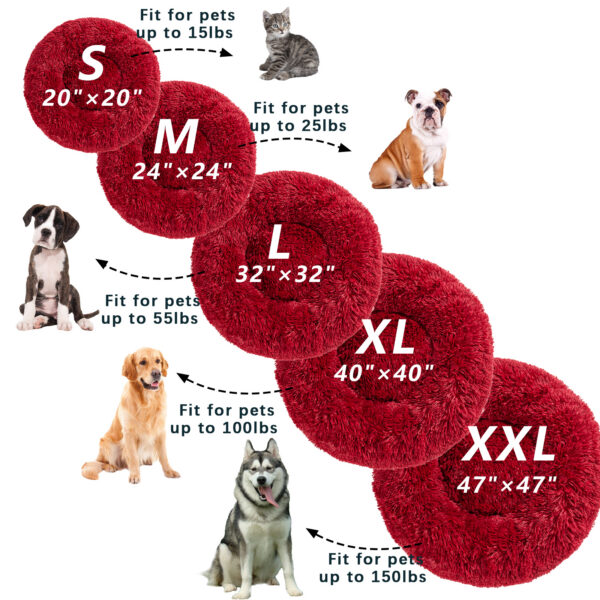 ebfdaf7e-947a-47bd-b6bb-97f7cf0d2b08-1.jpg Fluffy Donut Dog Bed Warm Soft Long Plush Pet Cushion Dog House Cat Bed Washable Pet Sofa Mat Calming Samll Large Dog Beds